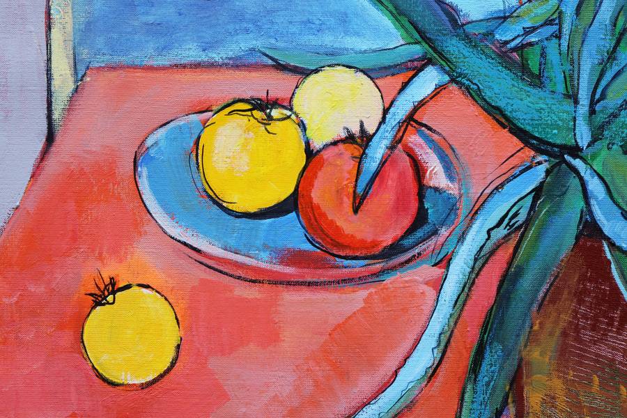 Aloe Vera and Yellow Tomatoes Modern Painting Artem Andreichuk - Subjektiv.art