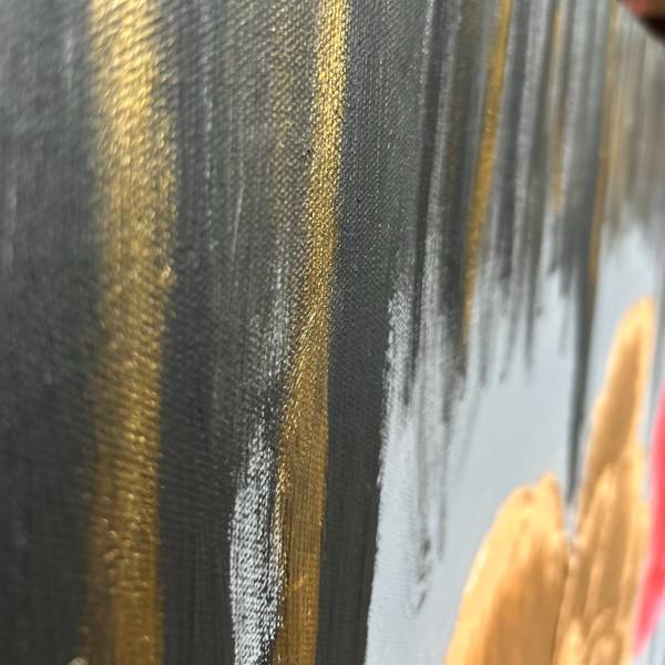 Golden bloom&Scarlet passion (Hurt) Abstract Painting lydie Lulu - Subjektiv.art