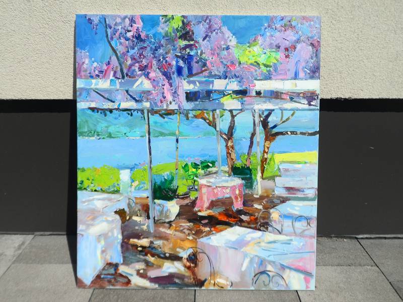 Lake Como Expressive and gestural Painting Yehor Dulin - Subjektiv.art