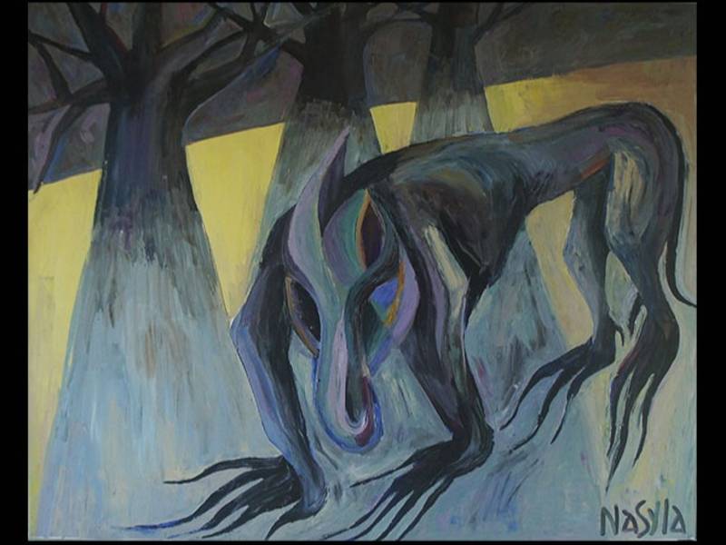 Beast in the forest Surrealistic Painting Anastasiia Maistrenko - Subjektiv.art