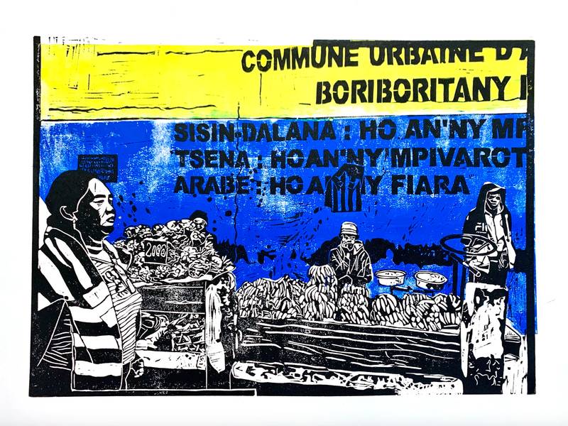 TSY AZO HIVAROTANA Expressive and gestural Engraving Miora  Acker - Subjektiv.art