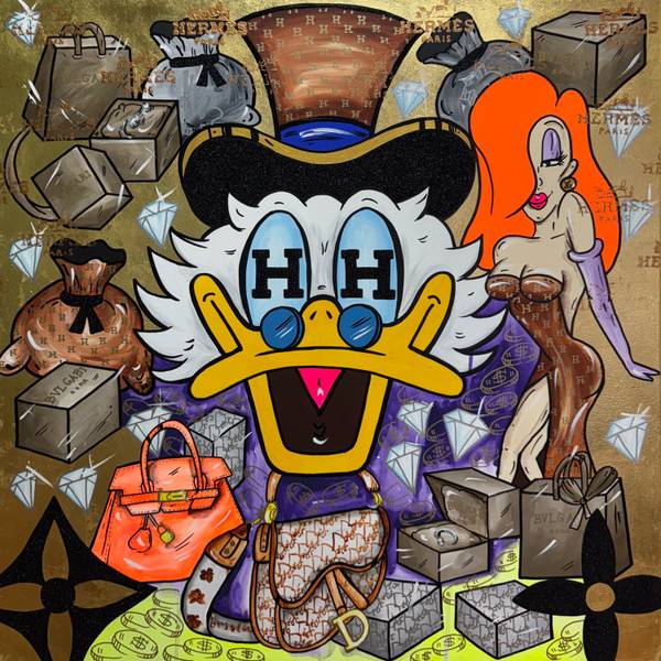Hermes Gold Scrooge Pop art Painting Odarka Hil - Subjektiv.art
