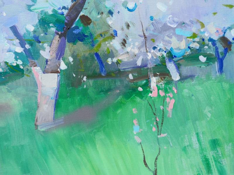 Сherry orchard Expressive and gestural Painting Yehor Dulin - Subjektiv.art