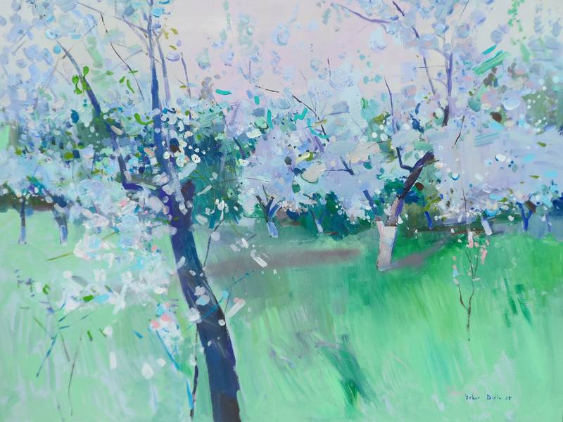 Сherry orchard Expressive and gestural Painting Yehor Dulin - Subjektiv.art
