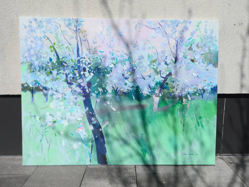 Сherry orchard Expressive and gestural Painting Yehor Dulin - Subjektiv.art