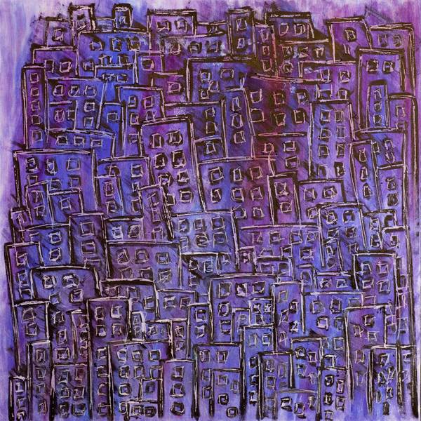 Purple city Abstract Painting Audrey HENRY - Subjektiv.art