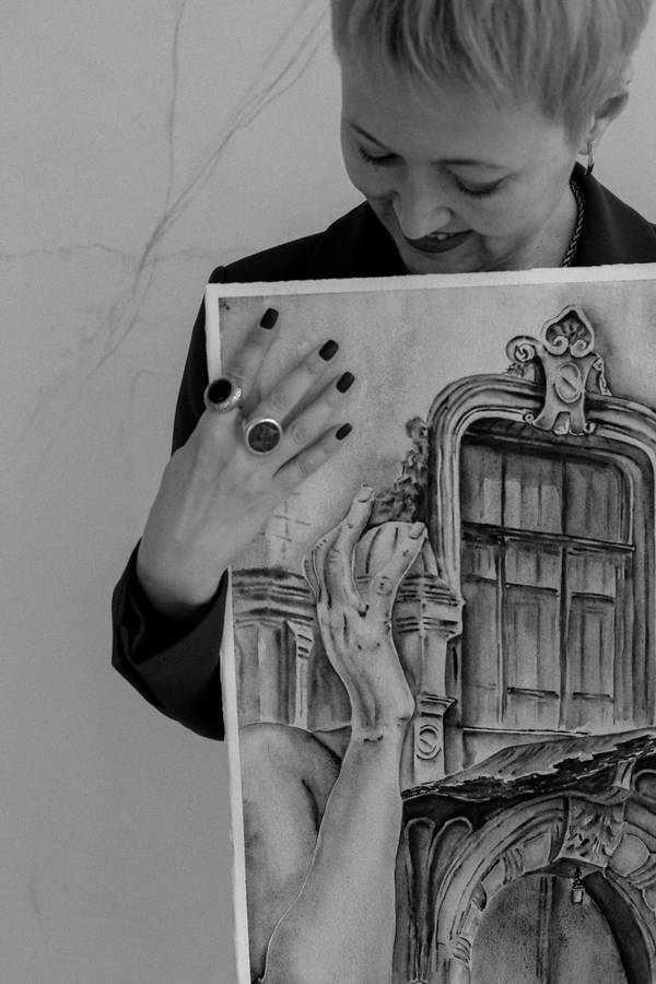 Holding oneself back Expressive and gestural Painting Olena Yemelianova - Subjektiv.art