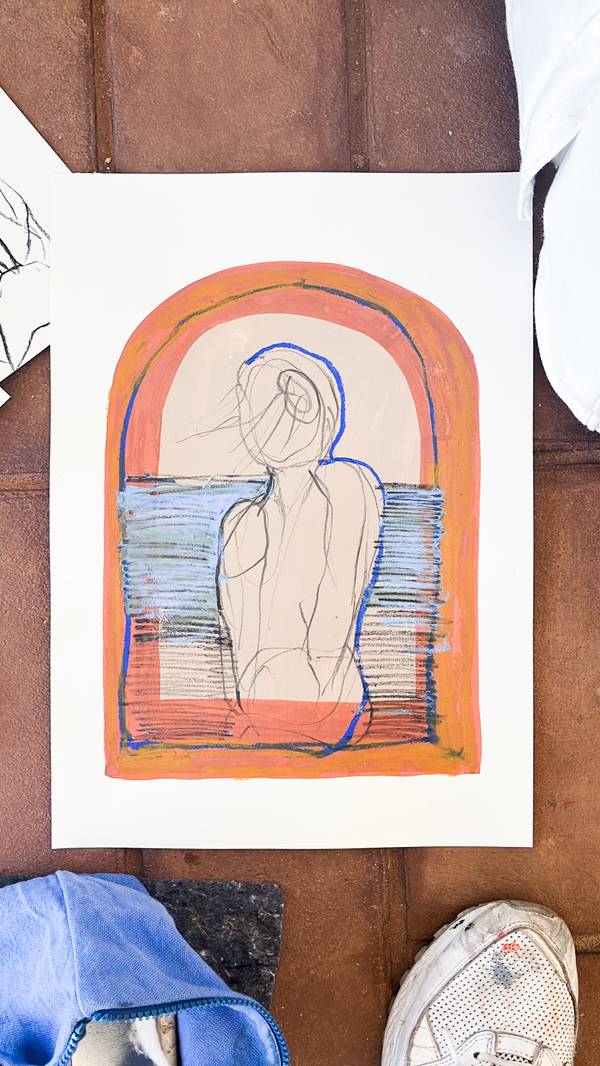 A Mulher e o Vento (Woman and the Wind) Fine Art Drawing Maria R Saunders - Subjektiv.art