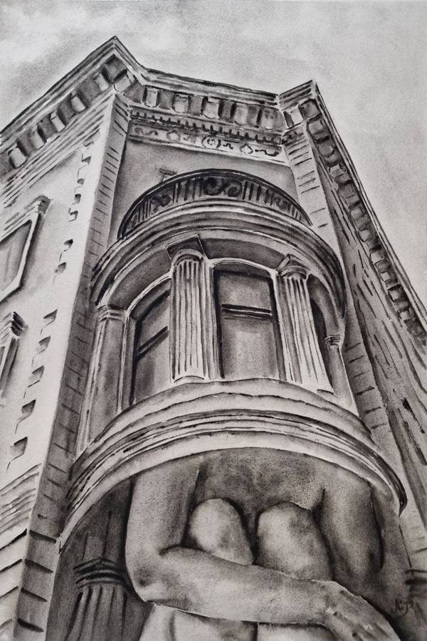 Shadow of safety Expressive and gestural Painting Olena Yemelianova - Subjektiv.art