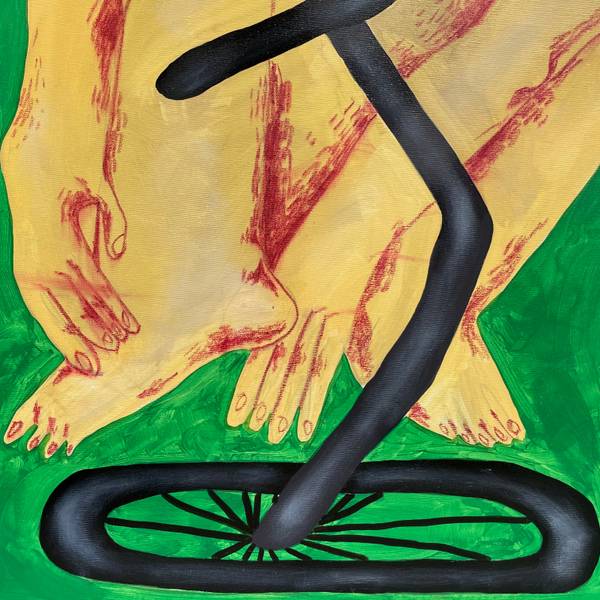 Bike ride Naive Painting Sasha Luneva - Subjektiv.art