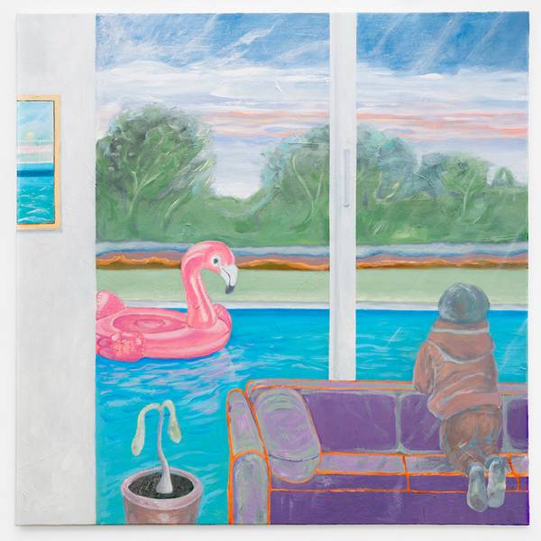 Criança com Flamingo Impressionistic Painting Martîm Painting - Subjektiv.art