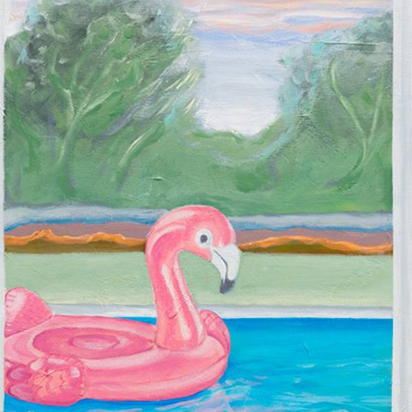 Criança com Flamingo Impressionistic Painting Martîm Painting - Subjektiv.art