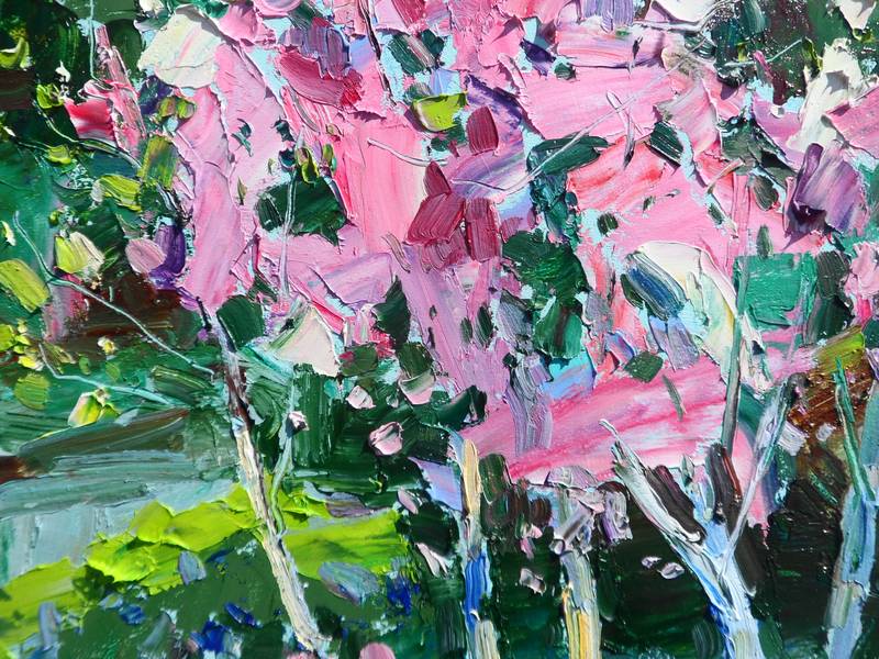 flowering trees Impressionistic Painting Yehor Dulin - Subjektiv.art