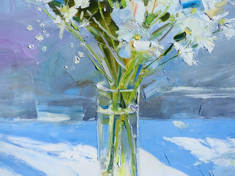 Daisies Expressive and gestural Painting Yehor Dulin - Subjektiv.art