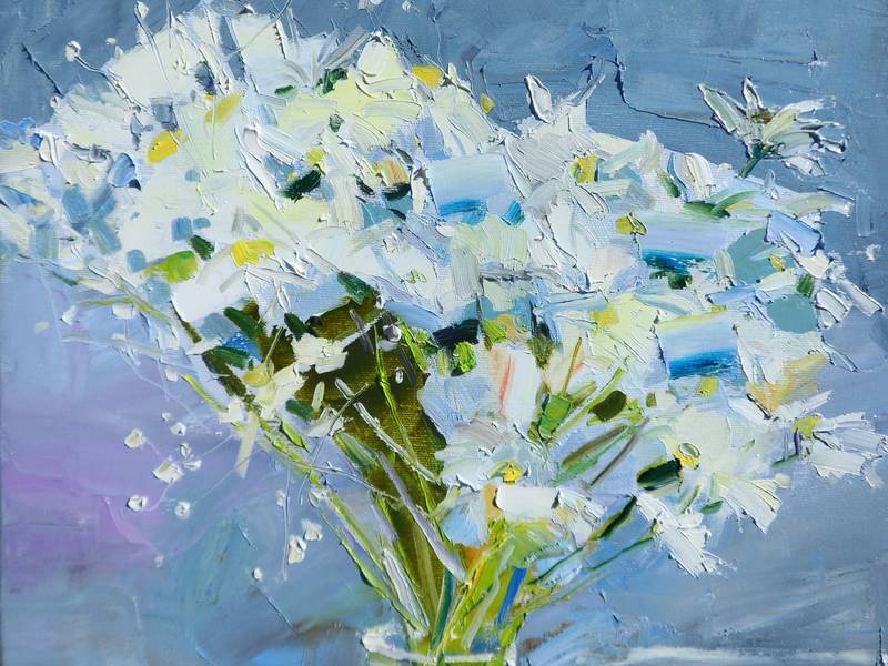 Daisies Expressive and gestural Painting Yehor Dulin - Subjektiv.art