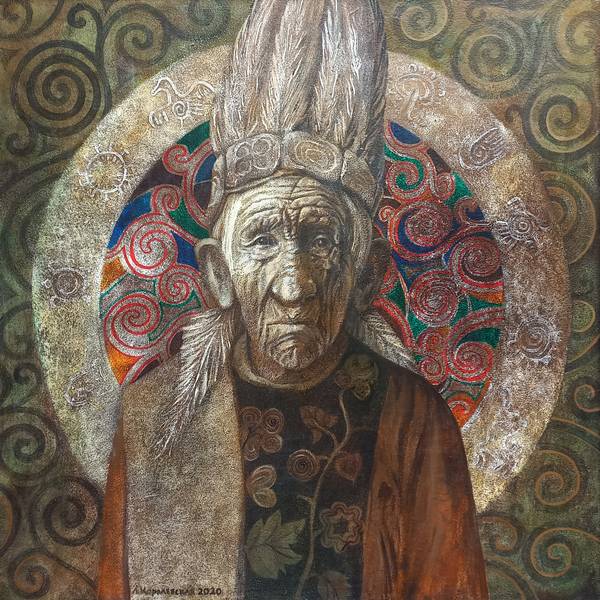 Old indean John Fine Art Painting Lana Korolievskaia - Subjektiv.art