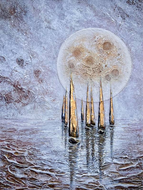“The moon's melody of golden sails” Modern Painting Yuliia Kiselova - Subjektiv.art