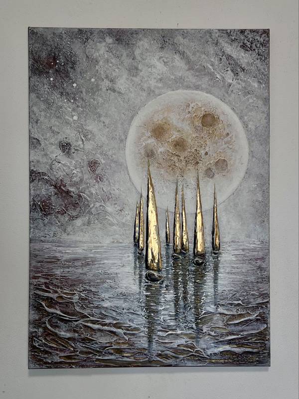 “The moon's melody of golden sails” Modern Painting Yuliia Kiselova - Subjektiv.art