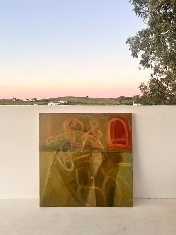 Mulher Dentro de uma Piscina Verde (Woman Inside a Green Pool) Fine Art Painting Maria R Saunders - Subjektiv.art