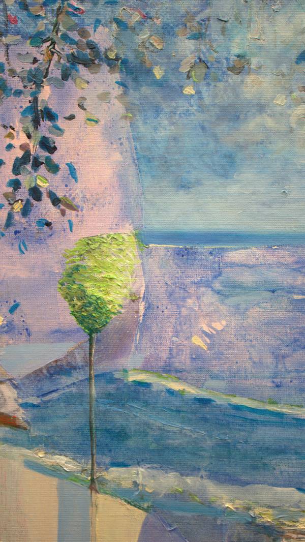 C'était le jour de l'assomption, j'avais bien vu depuis le salon, une écharpe bleue voletant depuis ton balcon. J'ai cru un instant au manteau de notre Dame. Fine Art Painting francois page - Subjektiv.art