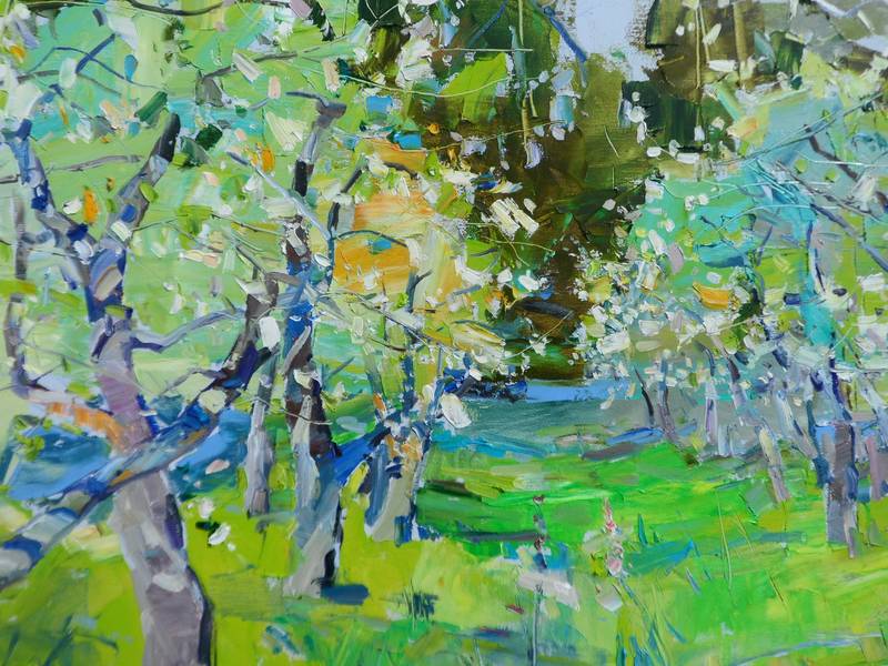 Apple orchard Impressionistic Painting Yehor Dulin - Subjektiv.art