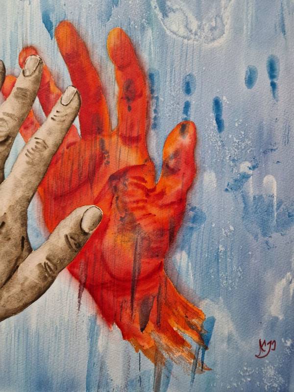 Behind the glass Expressive and gestural Painting Olena Yemelianova - Subjektiv.art