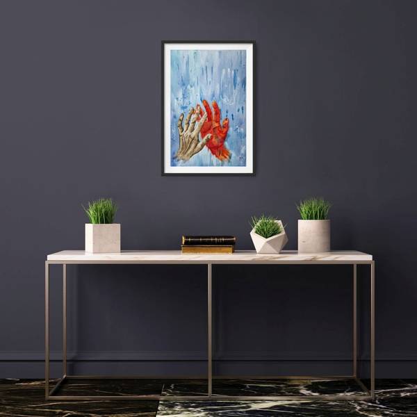 Behind the glass Expressive and gestural Painting Olena Yemelianova - Subjektiv.art