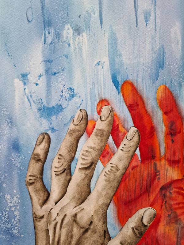 Behind the glass Expressive and gestural Painting Olena Yemelianova - Subjektiv.art