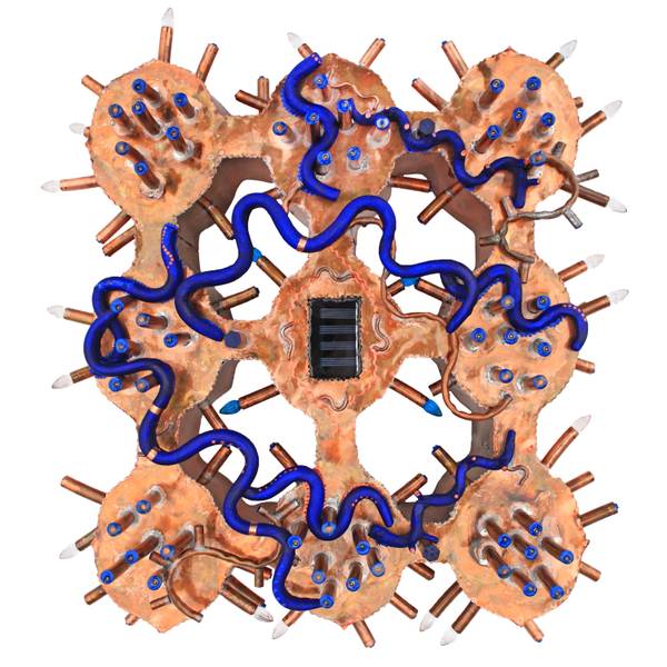 Sunset over the fence and ipomoea flowers Abstract Sculpture Tanbelia artist - Subjektiv.art