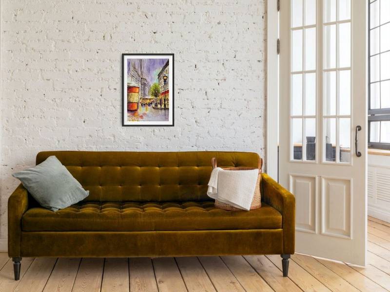 A walk in the light of lanterns Expressive and gestural Painting Olena Yemelianova - Subjektiv.art