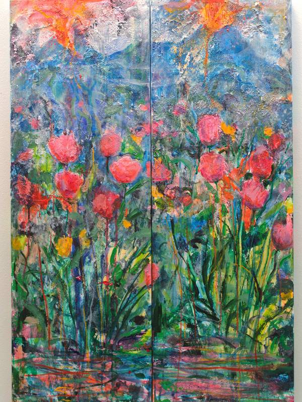  On s'embrassait au bord de l'eau, les volcans s'embrasaient aussi au loin. L'insouciance a-t-elle besoin d'arguments pour se défendre. Expressive and gestural Painting francois page - Subjektiv.art