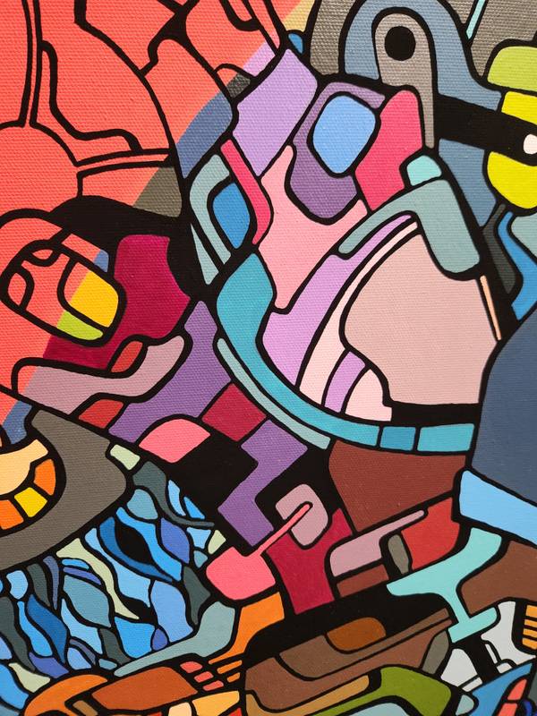Red lines Abstract Painting Eugene Pokutnev - Subjektiv.art