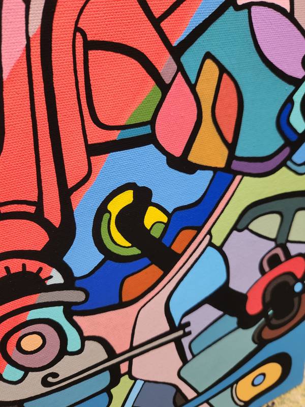 Red lines Abstract Painting Eugene Pokutnev - Subjektiv.art
