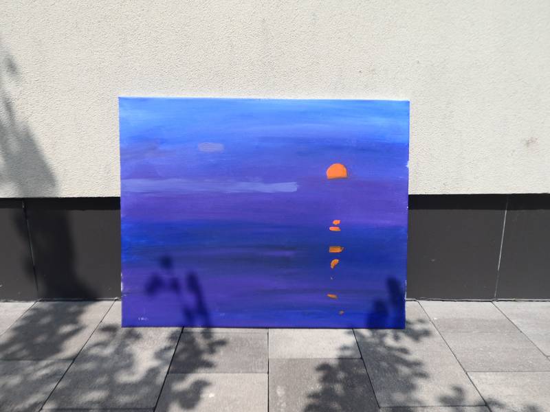 "Moon landscape" Expressive and gestural Painting Yehor Dulin - Subjektiv.art