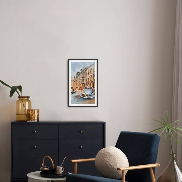 Morning aroma of the old city Expressive and gestural Painting Olena Yemelianova - Subjektiv.art