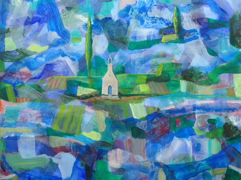  Chapelle, perdue dans le paysage délavé de pluie, je ne voyais plus que toi. Tu avais l’éclat d’une pierre précieuse comme le jaspe cristallin.  Fine Art Painting francois page - Subjektiv.art