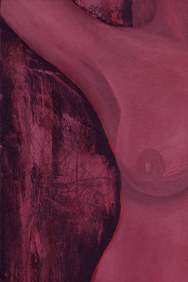 Red nude Naive Painting Daria Butriashkina - Subjektiv.art