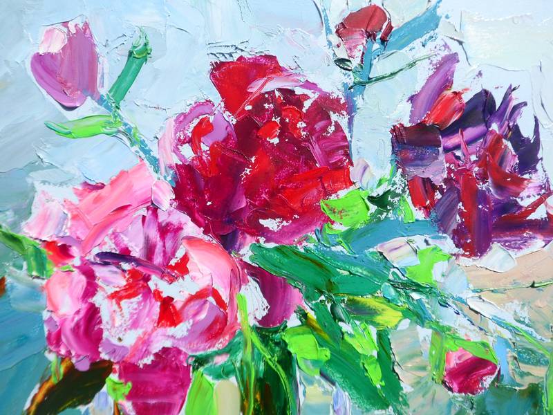 " Peonies " Expressive and gestural Painting Yehor Dulin - Subjektiv.art