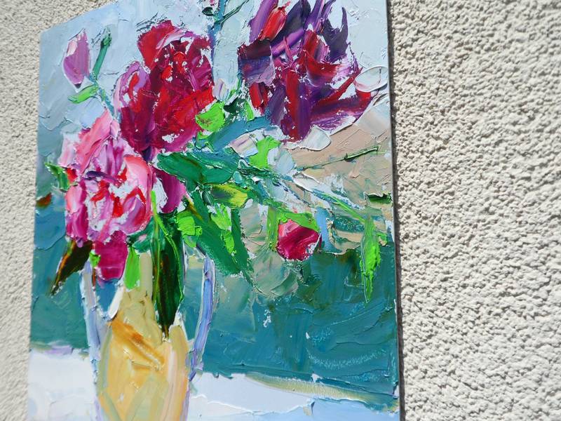 " Peonies " Expressive and gestural Painting Yehor Dulin - Subjektiv.art