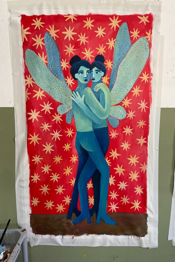 The Twins Naive Painting Oksana Fedchyshyn - Subjektiv.art