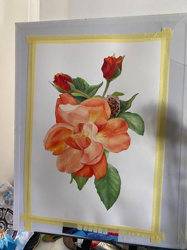 Fire summer rose Photorealistic Painting Viktoriia Kolesnykova - Subjektiv.art