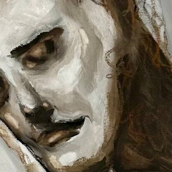 White square Expressive and gestural Painting Viktoria  Vladimirska  - Subjektiv.art