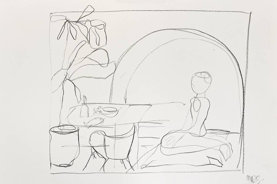 Room scene I Fine Art Drawing Maria R Saunders - Subjektiv.art