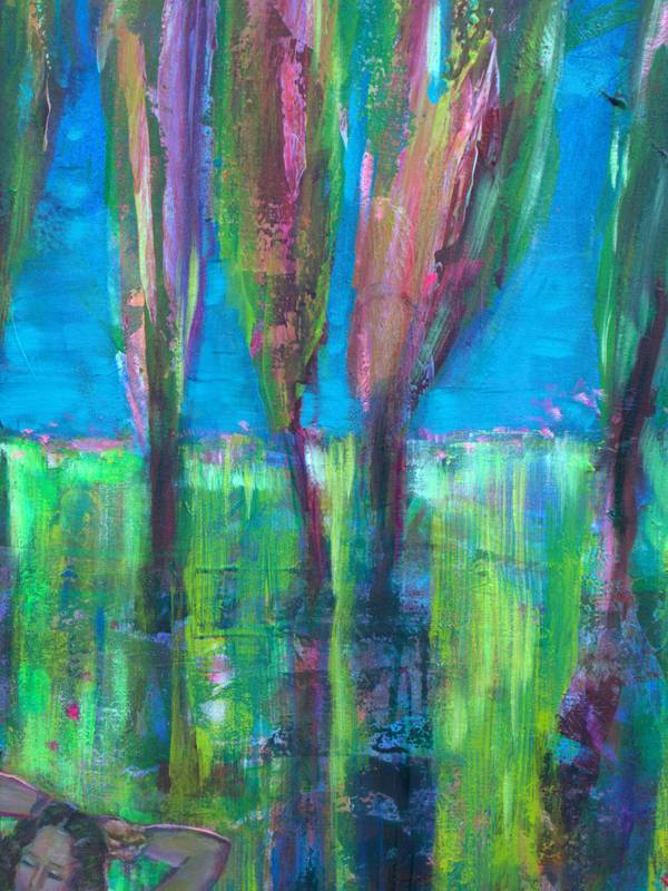 Parfois l’été, Diane offrait tout son corps aux jeunes peupliers. Quelques-uns gambillaient et frétillaient devant sa splendeur. Fine Art Painting francois page - Subjektiv.art