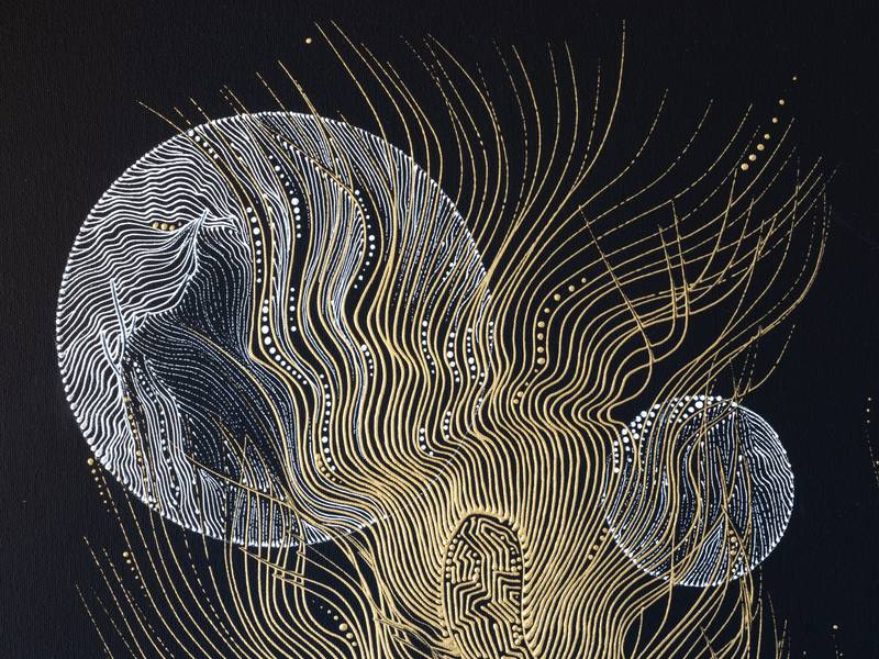 The Golden Ascent Abstract Painting Natalia Revoniuk - Subjektiv.art