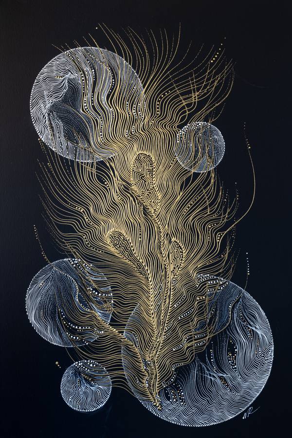 The Golden Ascent Abstract Painting Natalia Revoniuk - Subjektiv.art