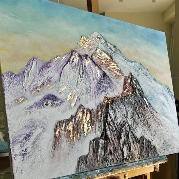 Vivid Breath of Mont Blanc Abstract Painting Yuliia Kiselova - Subjektiv.art