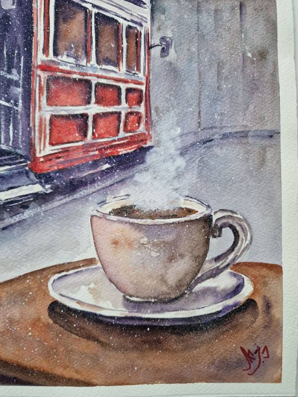 A tram to memories Expressive and gestural Painting Olena Yemelianova - Subjektiv.art