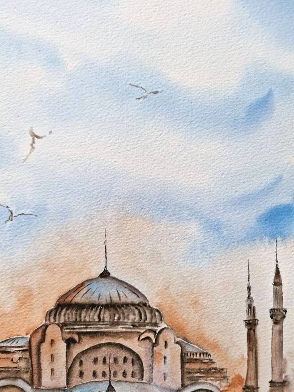 Coffee in Istanbul Expressive and gestural Painting Olena Yemelianova - Subjektiv.art