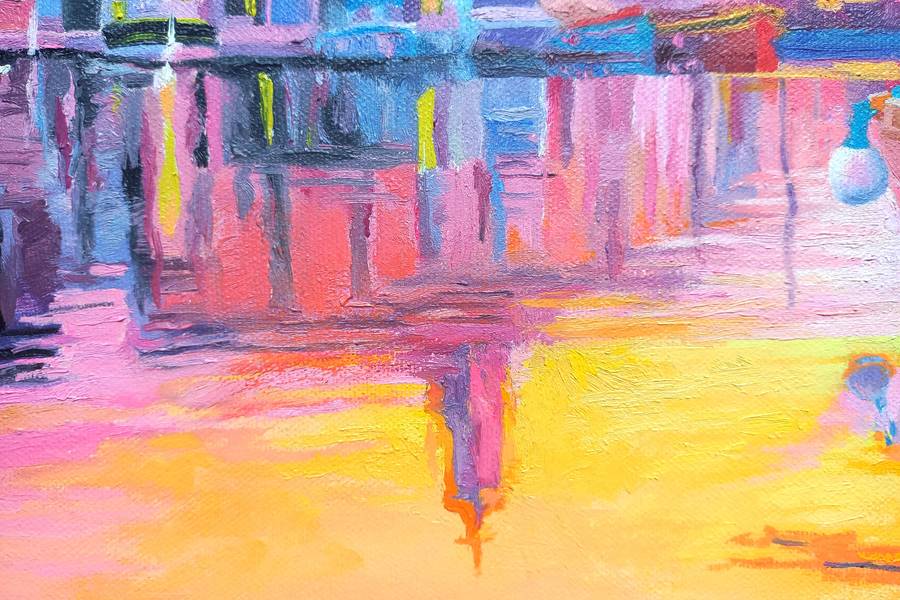 Evening in Krk. The Gold of the Bay Fine Art Painting Lana Korolievskaia - Subjektiv.art